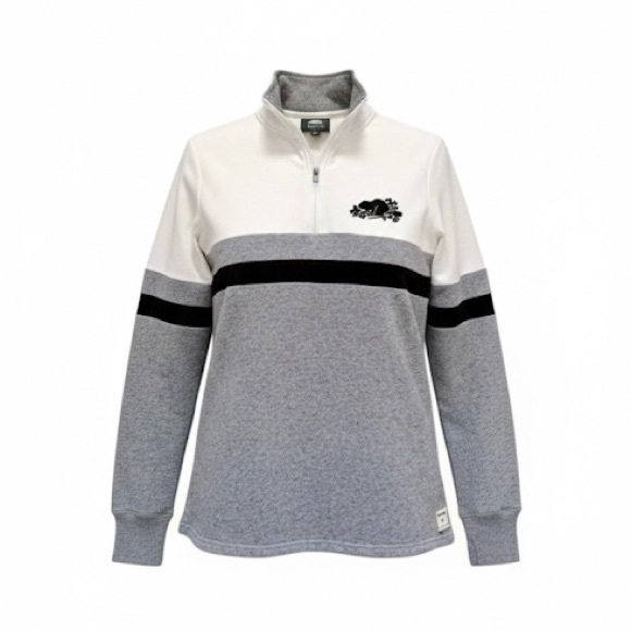 Roots Tops - Roots Tri-Coloured Half Zip Logo Swearshirt Size Xsmall